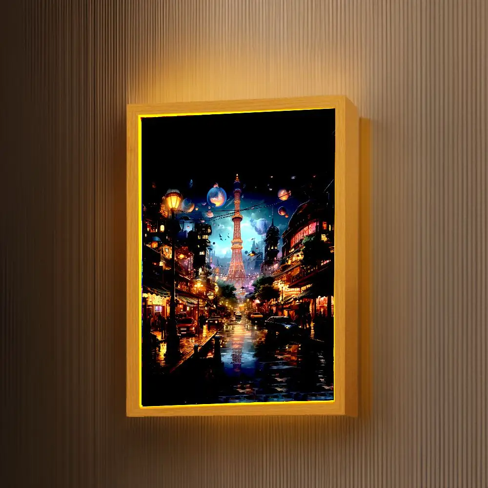 Beautiful City Shanghai Light Painting Photo Frame Led nightlight Wall Art Home Bedroom Bedside Lamps Moon Lamp Christmas Gifts