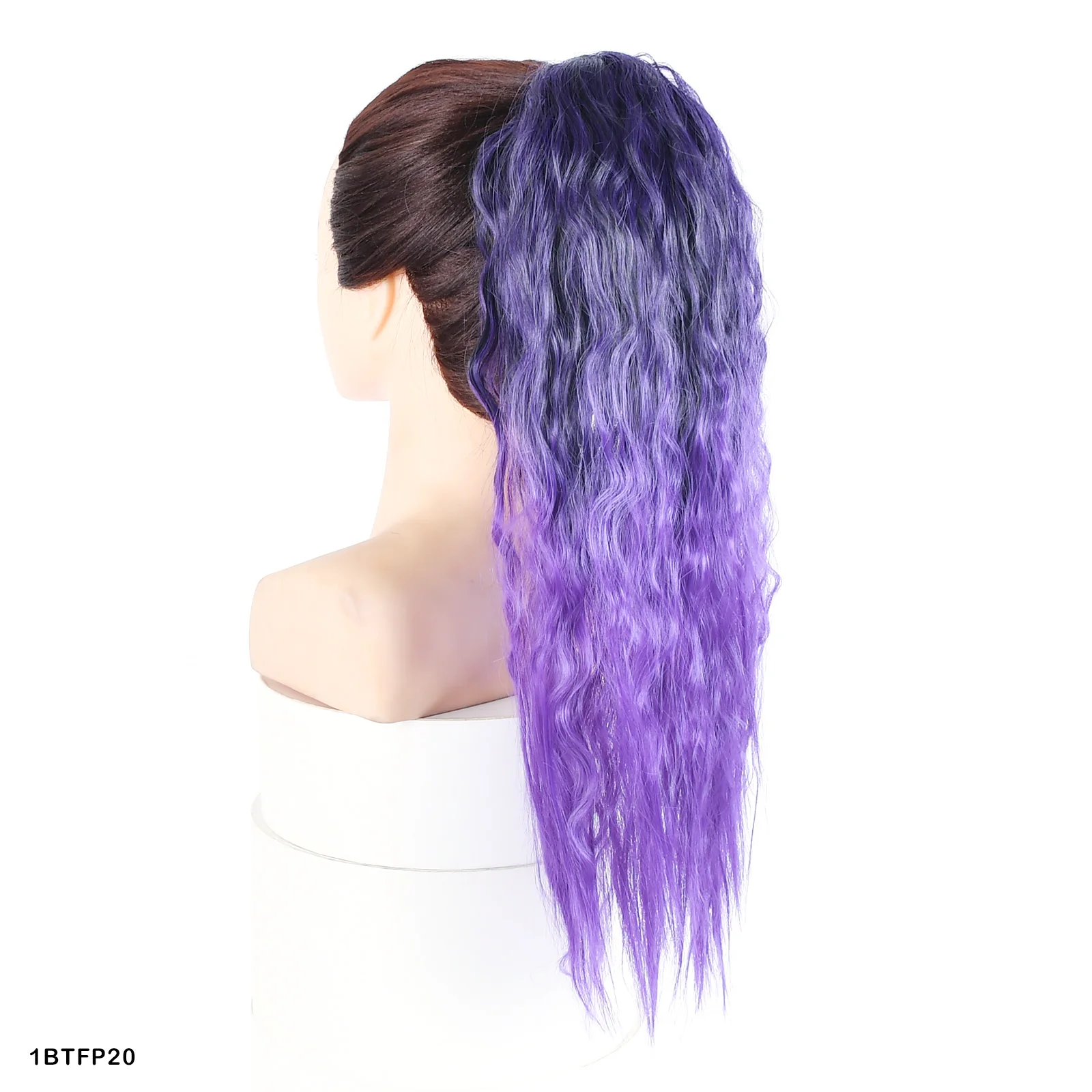 Synthetic Hair Ponytail Extension Ombre Color Blue Pink Long Curly Wavy Hair Ribbon Drawstring Pony Tail Hairpiece For Women