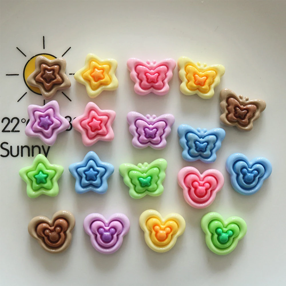 10PCS Cute Star Butterfly Bear Series Resin Flatback Cabochons For Hairpin Scrapbooking DIY Jewelry Craft Decoration Accessories