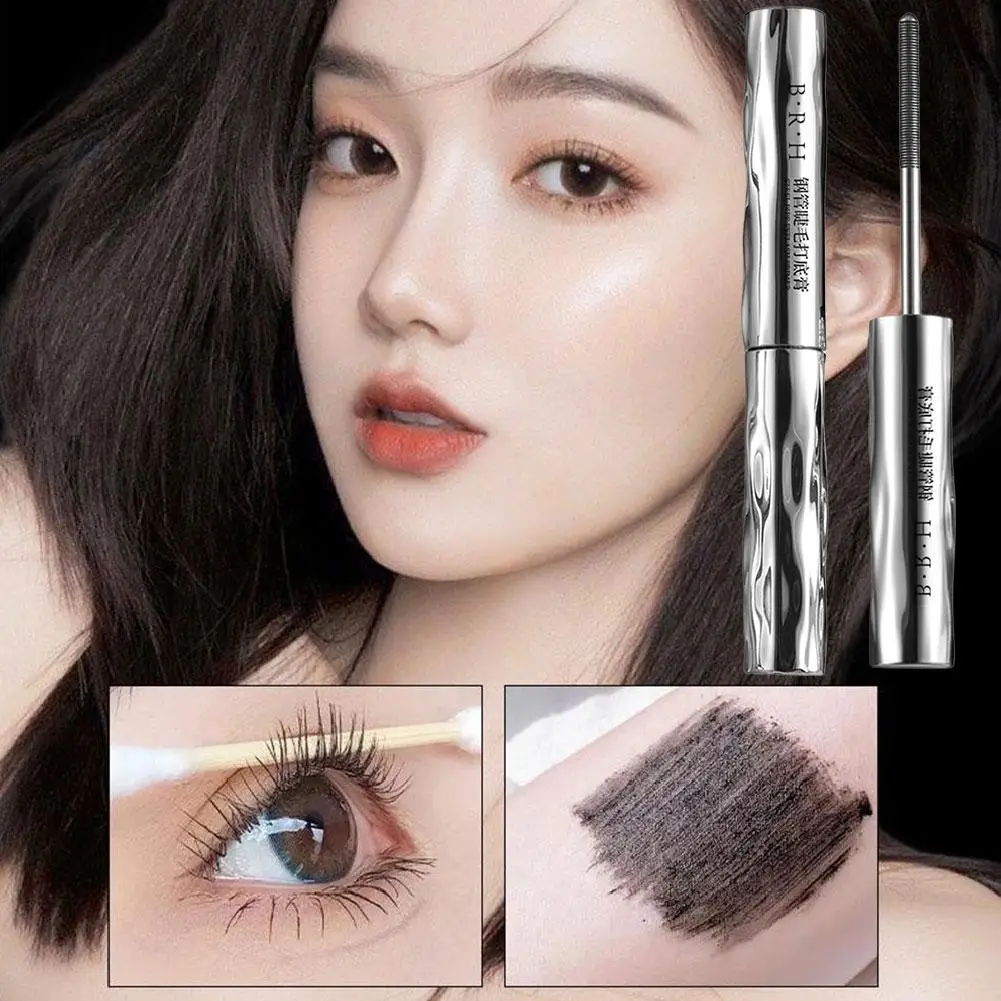 Eyelash Primer Mini Steel Tube มาสคาร่าสีดําธรรมชาติ 3D ผ้าไหมเส้นใย Eyelash Primer Non Smudging ขนตายาวนานยาวนาน