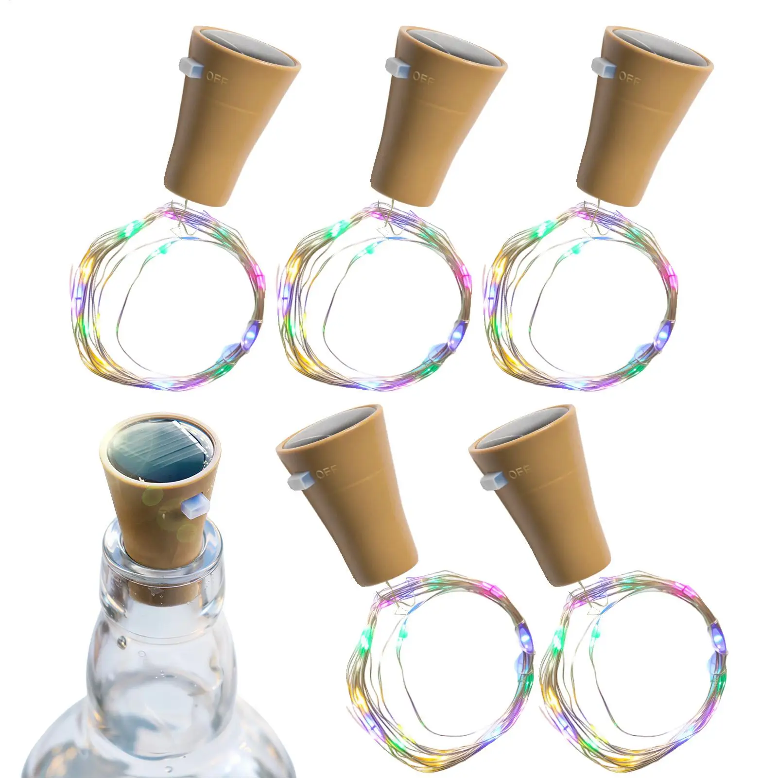 Wine Bottle Lights LED Waterproof DIY Outdoor Decoration 6 Pieces Fairy Cork String Lights For Dining Table Garden Path Home