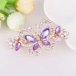 EASYA Classic Style Rhinestone Butterfly Barrettes Hairwear Women Girls Crystal Hair Accessories Headwear Hair Clip