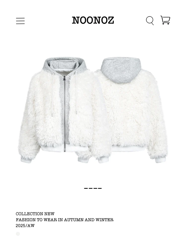 Noonoz Winter Mit Kapuze Kunstpelz Jaet männer Neutral Sle Trendy Marke Paar Design Warme Oberbekleidung Lange Sve Reißverschluss