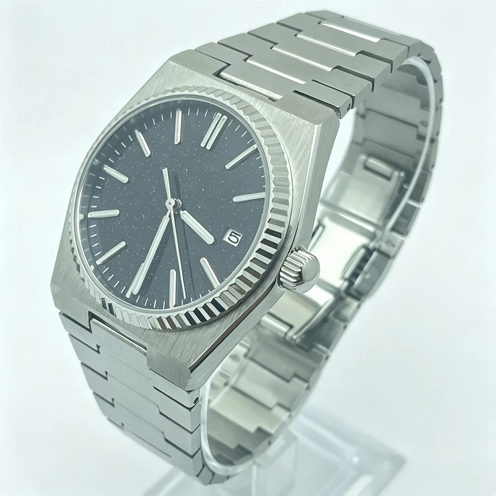 40mm Starry Sky Men Watch JAPAN NH35 Automatic Mechanical Movement Stainless Steel Brushed Case Strap and sapphire Crystal Cover