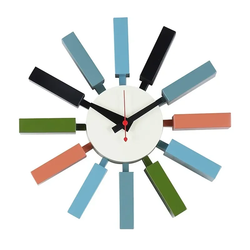 Multi Colour Block Wall Clocks Small Size30cm Wall Decor Accessories Home Furniture Bedroom Decoration Quiet Design Nordic Style