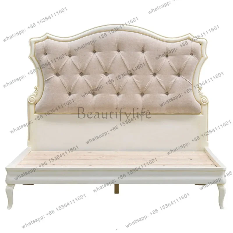 LXAmerican light luxury double bed European simple modern fabric bed Solid wood light luxury wedding bedSSS