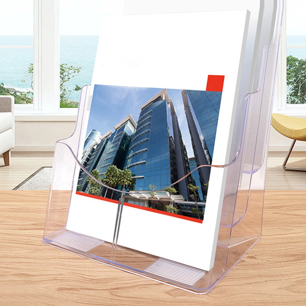 

2pcs A5 4 Tier Plastic Display Stand Brochure Holder Literature Organizer Pamphlet Rack Flyer Stand Magazine Holder Wall Mount