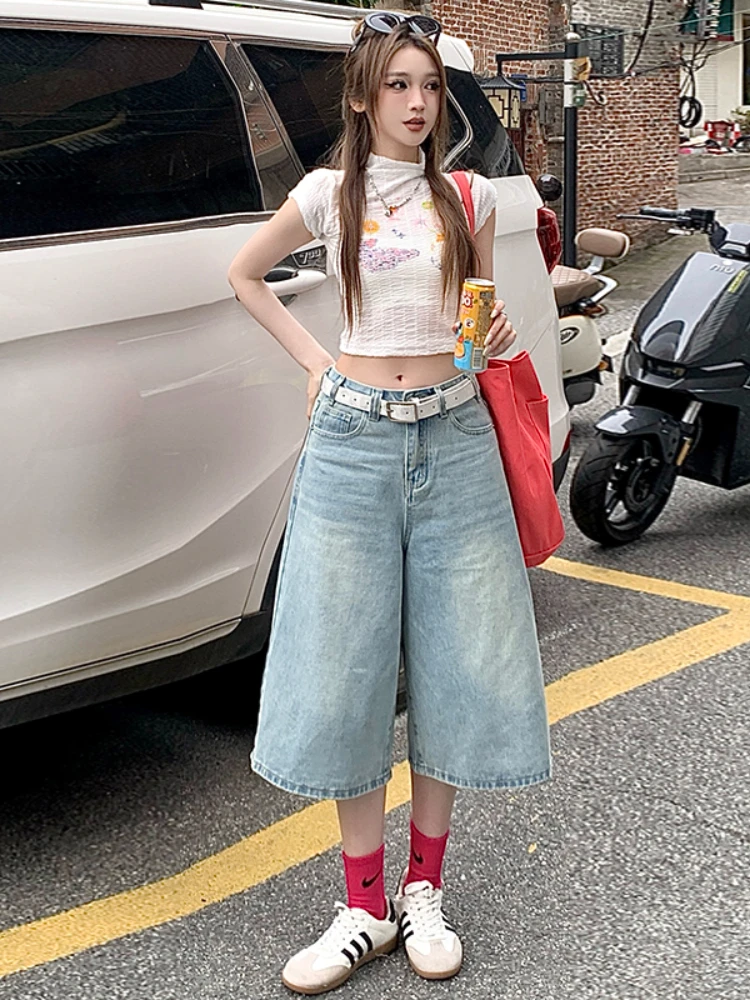 Aesthetic Y2k High Waist Wide Leg Pants Women Fashion Designer Thin Loose Baggy Pant Female Retro Casual Wash Natural Trousers