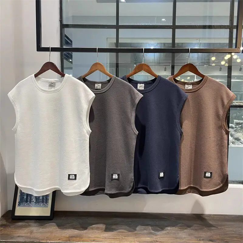 High-End Ice Silk Men's Sleeveless Vest Breathable Comfortable American Style Summer Sportswear Quick-Drying Inner Wear T-Shirt