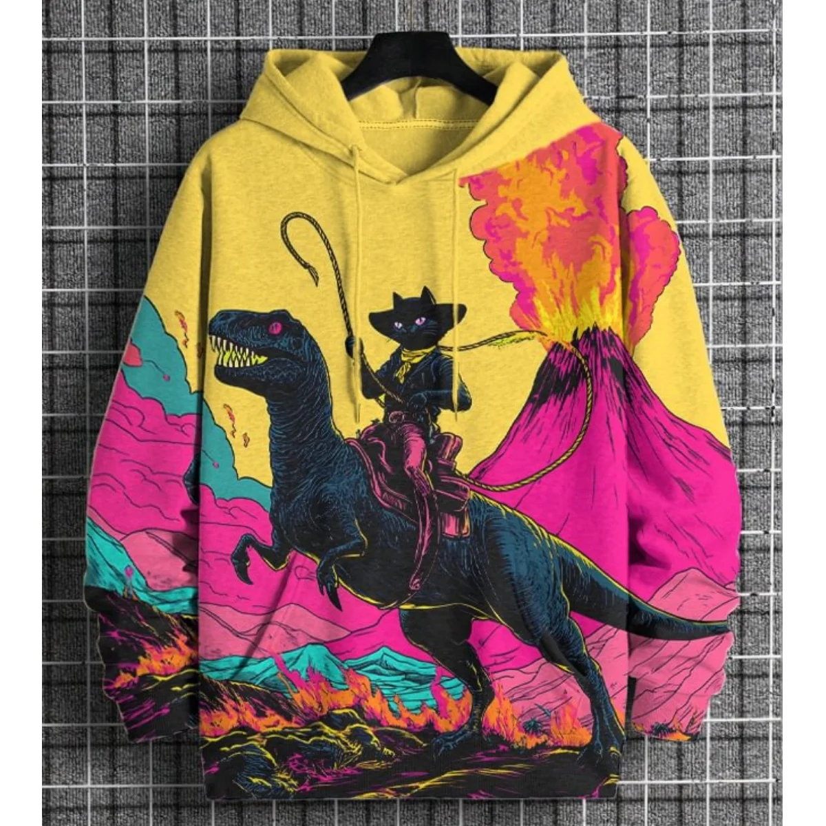 

2025 New Funny Funny Cat Dinosaur UFO Art 3D Print Cartoon Men's Hoodies Autumn Casual Loose Sweatshirt Street Y2k Harajuku Tops