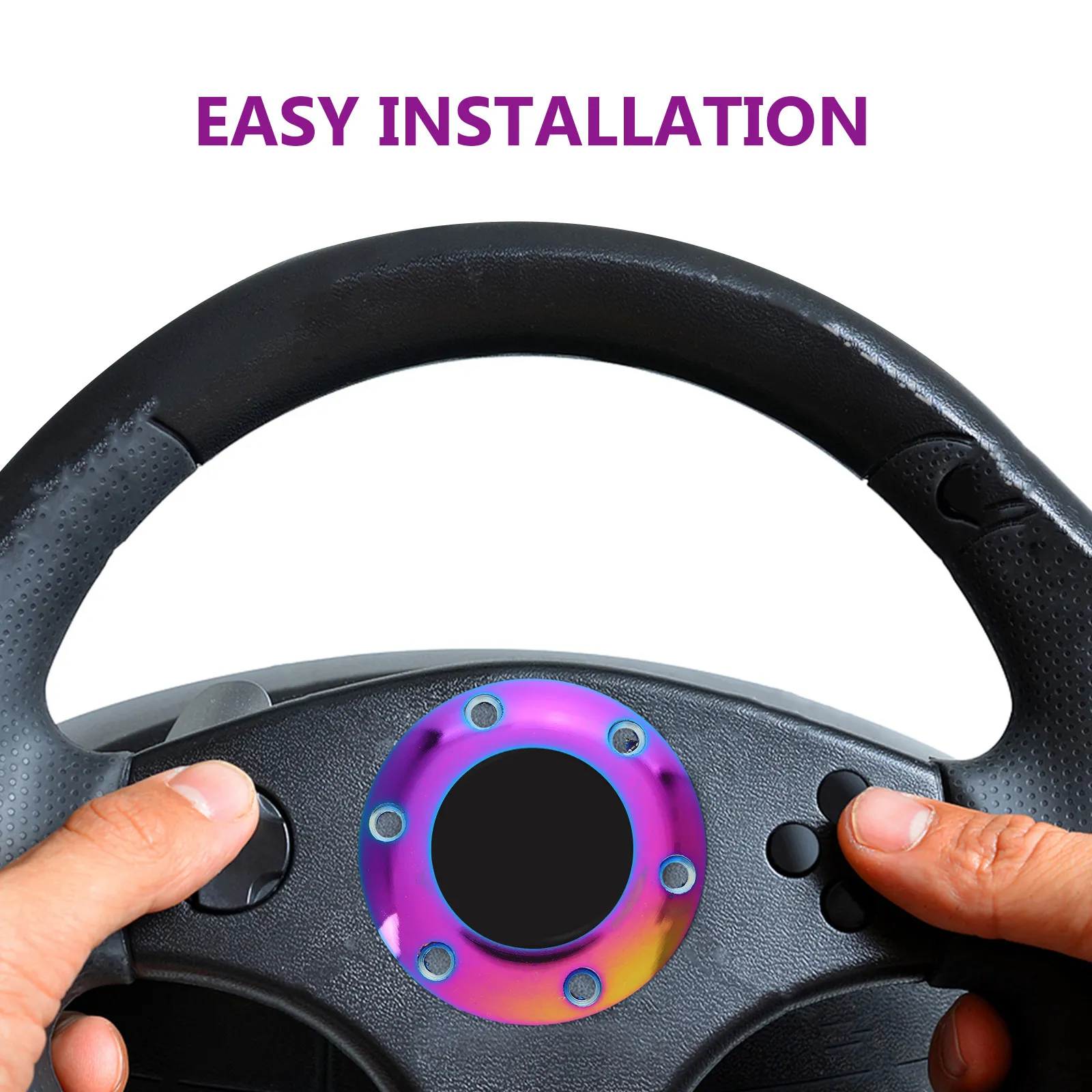 Universal Steering Wheel Horn Button Cover Colorful Alloy Center Ring Car Steering Wheel Adapter Spacer Ring Easy Installation view 4