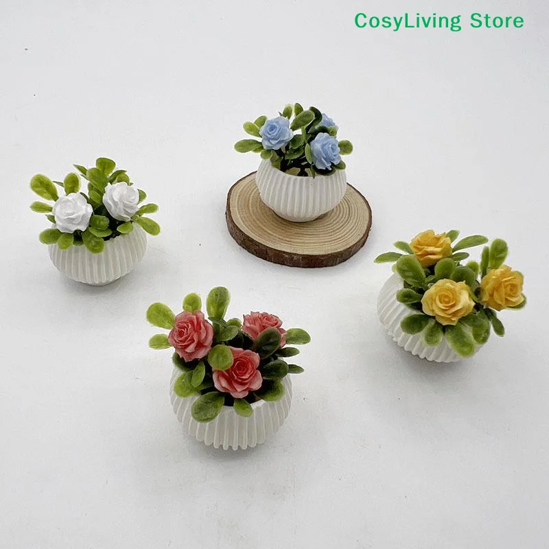 [CL]1Pcs Miniature Mini Rose Plant Potted Plants Model Scene Decoration Landscape Handicrafts[CL]