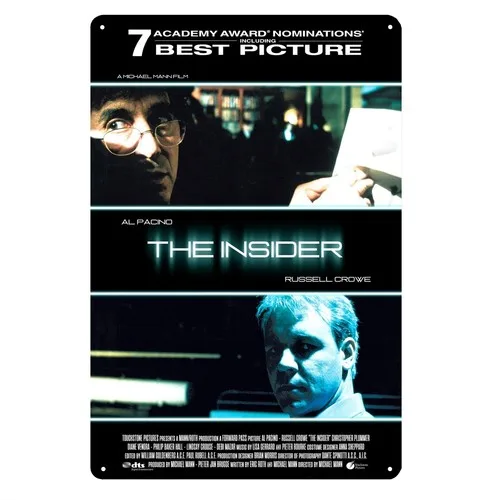 Placa coleccionable de metal con diseño de la película The Insider