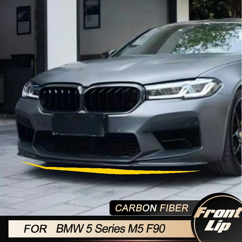 

Car Front Bumper Lip Spoiler for BMW 5 Series M5 F90 Sedan 4-Door 2021 2022 Racing Front Lip Chin Apron Body Kit Carbon Fiber