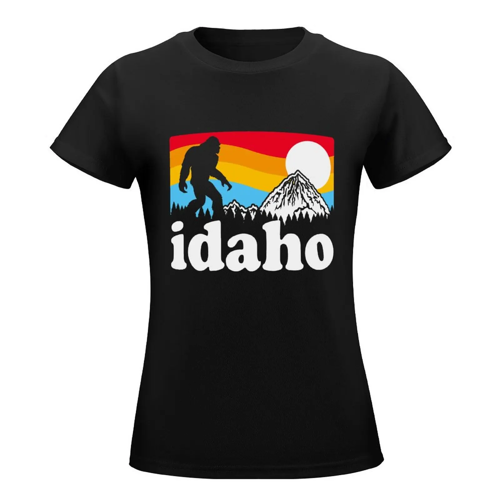 Idaho Bigfoot Mountains Retro T-Shirt summer top funny graphics animal print shirt for girls black t shirts for Women