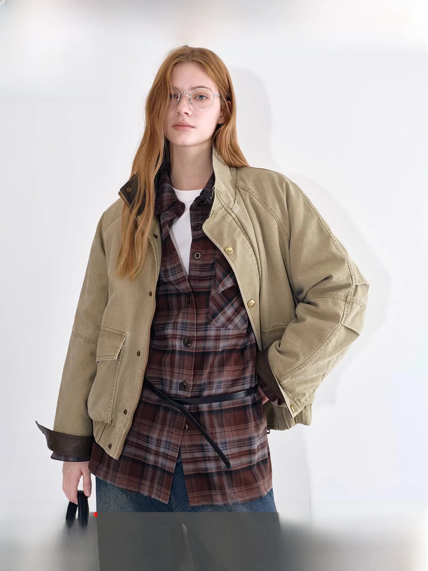 

Fano Women's Cotton Work Jaet Windproof Color Blo Design Korean Sle Long Sve Stand Collar Button Closure Coat