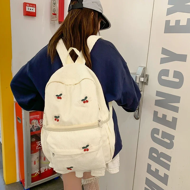 2025 Corduroy Woman Backpack School Book Bags For Teenage Girls Boys Harajuku Female College Bag Student Lady leisure BagPack