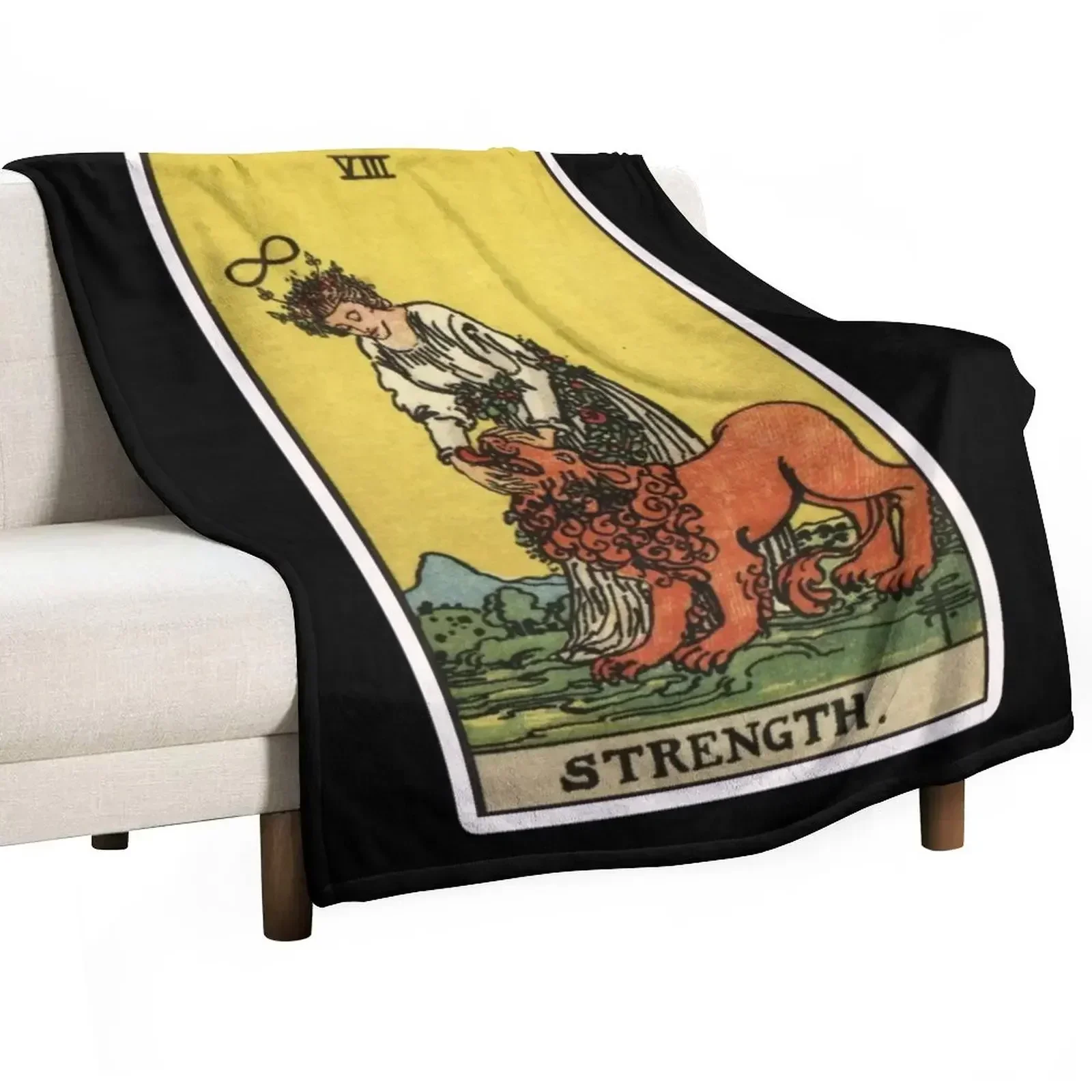 VIII. Strength Tarot Card Throw Blanket sofa bed Sofas Softest Comforter Blankets