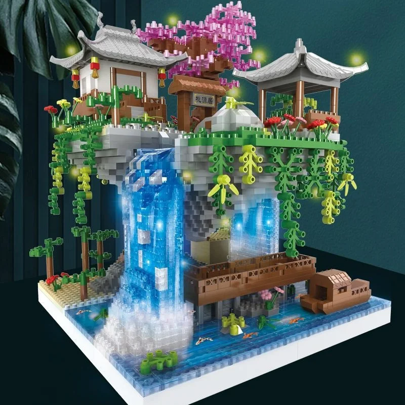 Creative Taohuatan Lake Themed Micro Brick Building Blocks Set DIY Model Building Blocks Bricks Toys For Children Adult Gift