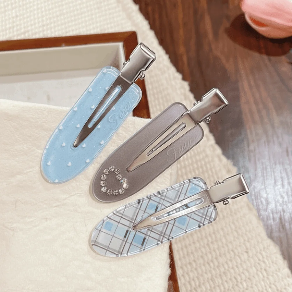 3 Stück Süße Haarspangen ohne Biegung, Nahtlose Strass-Haarnadeln, Niedliche Bedruckte Bunte Seitenpony-Clips, Mädchen-Haaraccessoires – Detail 11