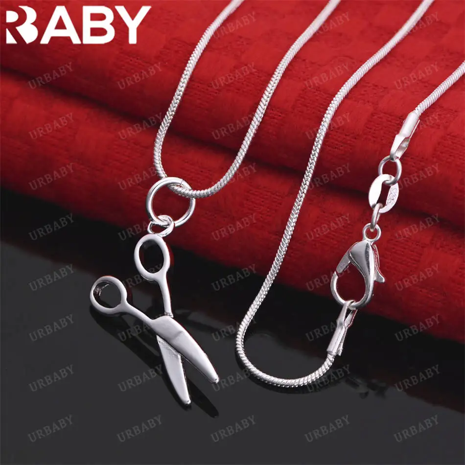 

URBABY 40-75cm 925 Sterling Silver Scissors Pendant Necklace For Women Men Creativity Gift Street All-match Party And Daily Wear