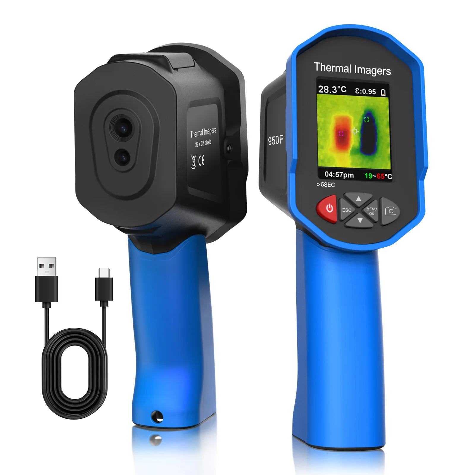

Thermal Camera, Handheld Thermal Imaging Camera,Thermal Imaging with 32 x 32 IR High Resolution, 2.4-inch LCD Screen, -104~572℉