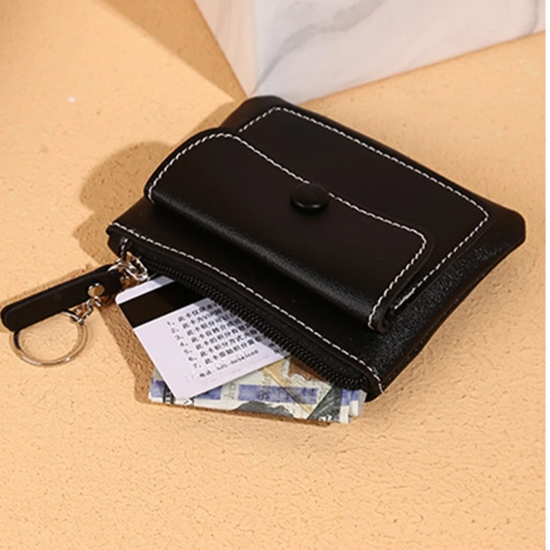 Compact Coin Purse Change Pockets Wallet with Secure Zipper Closure