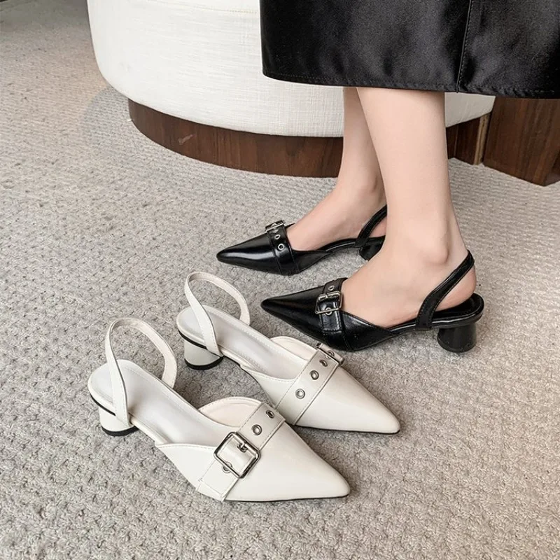 

New Women Sandals Shoes Pointed Toe 2025 Spring Fashion Shallow Footwear Slingbacks Ladies Sandals Flats Shoes Big size 41 42