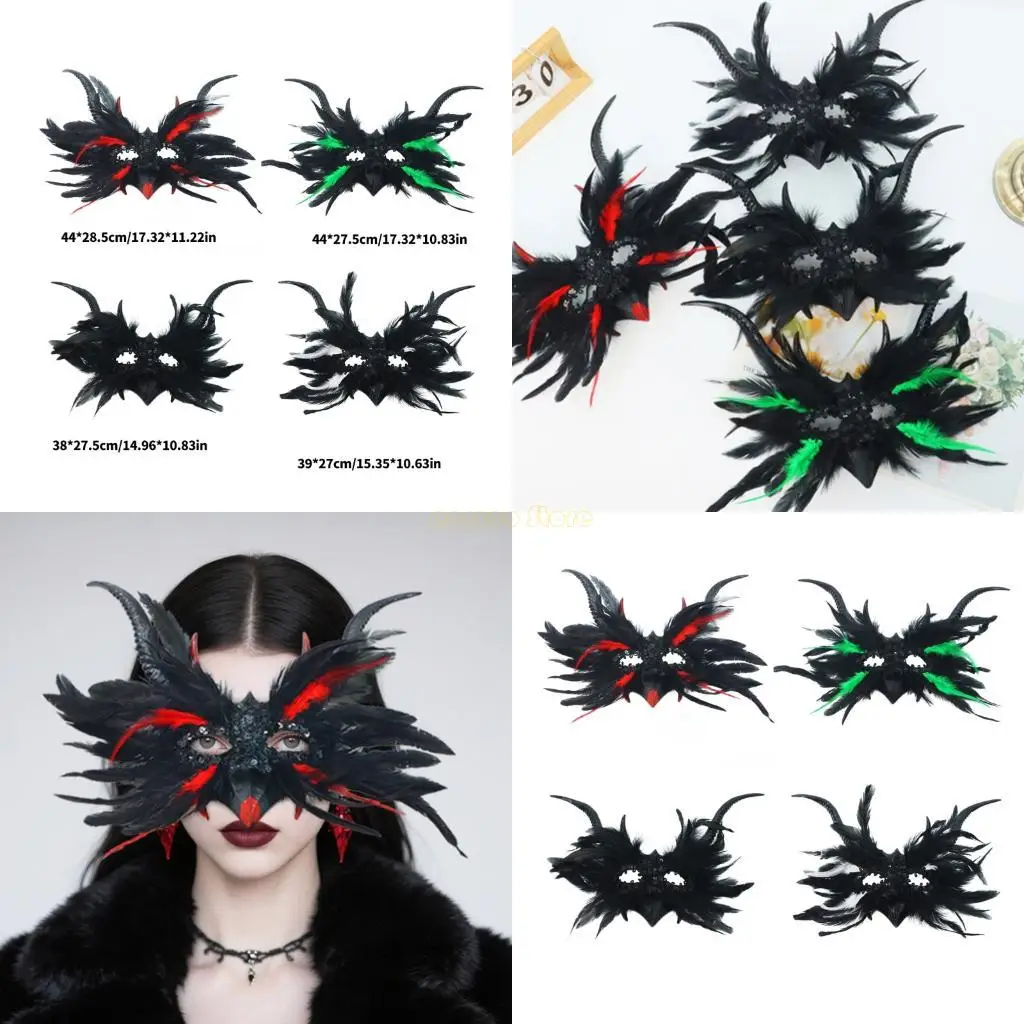 31BF レディース フェザー マスカレード マスク ベネチアン ハロウィン マルディグラ コスチューム マスク パーティー ダンス プロムマスク ハーフフェイスマスク ギフト