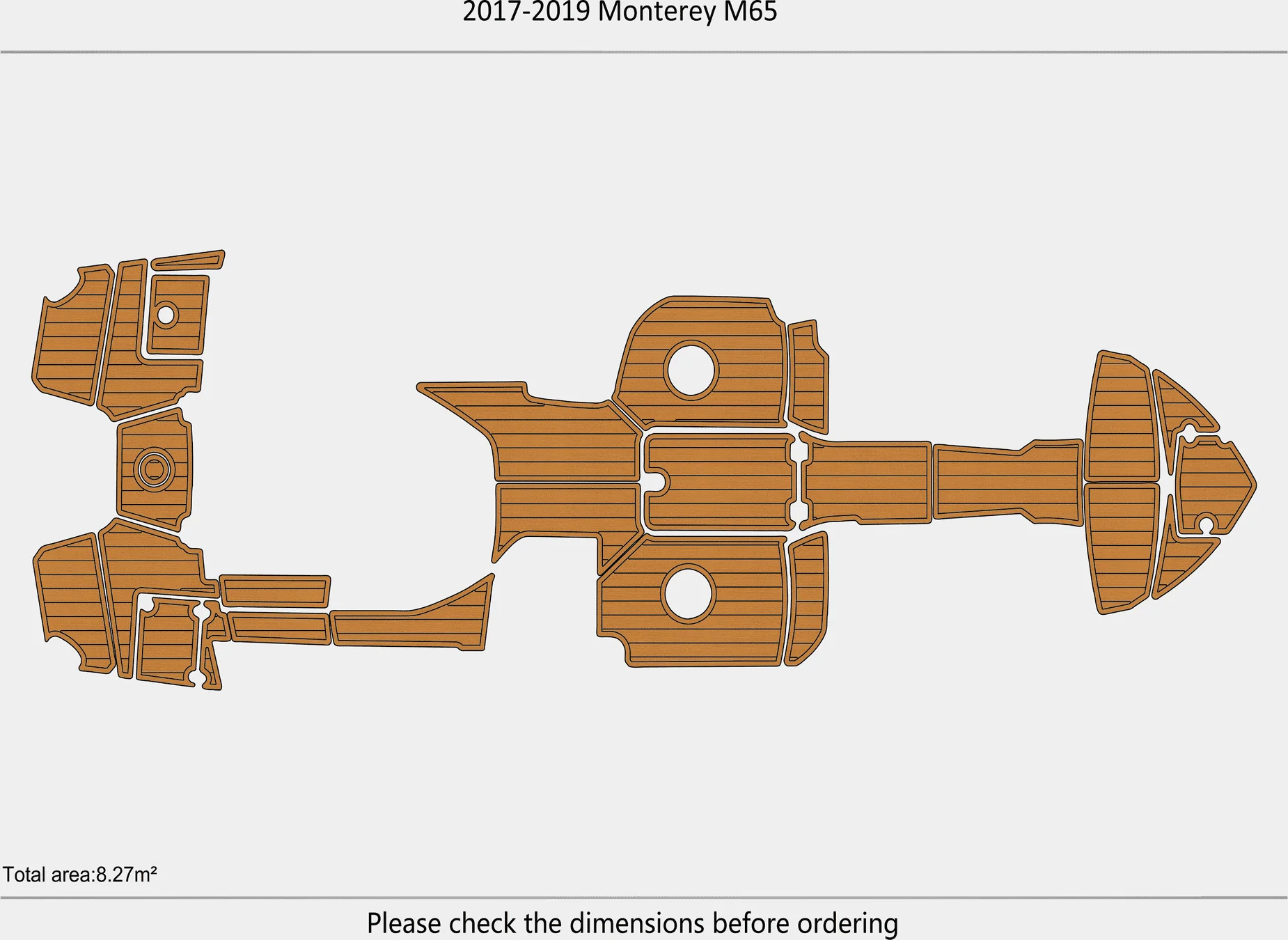 Marine Faux Teak EVA Non-Slip Mat -2017-2019 Monterey M65 Self-Adhesive 1/4