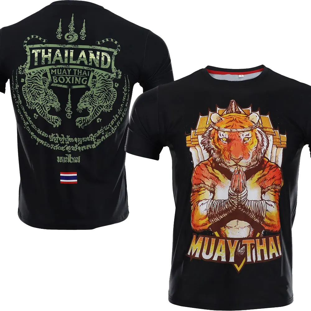 Men's Summer Comprehensive Combat MMA Fighter Thai Boxing T-shirt Children's Street Large Round Neck Sports Top