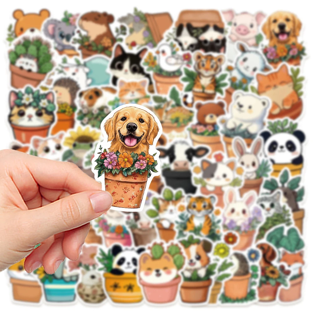 10/30/50 個面白い植木鉢動物クリエイティブステッカー防水落書き荷物オートバイギターかわいい漫画ステッカーデカール