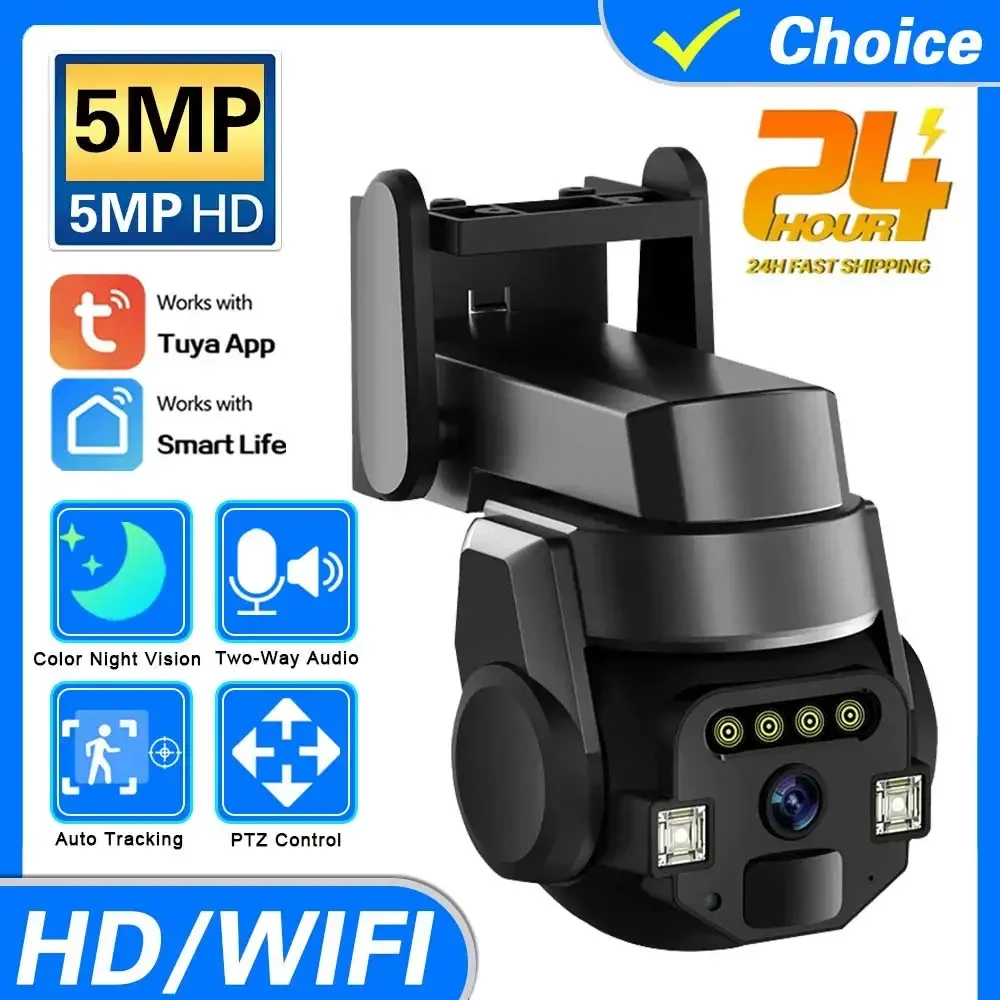 

360 Wireless Outdoor 5MP WiFi Security Camera TUYA Smart Life Home PTZ Video Surveillance IP Camera CCTV Auto Tracking Audio Cam