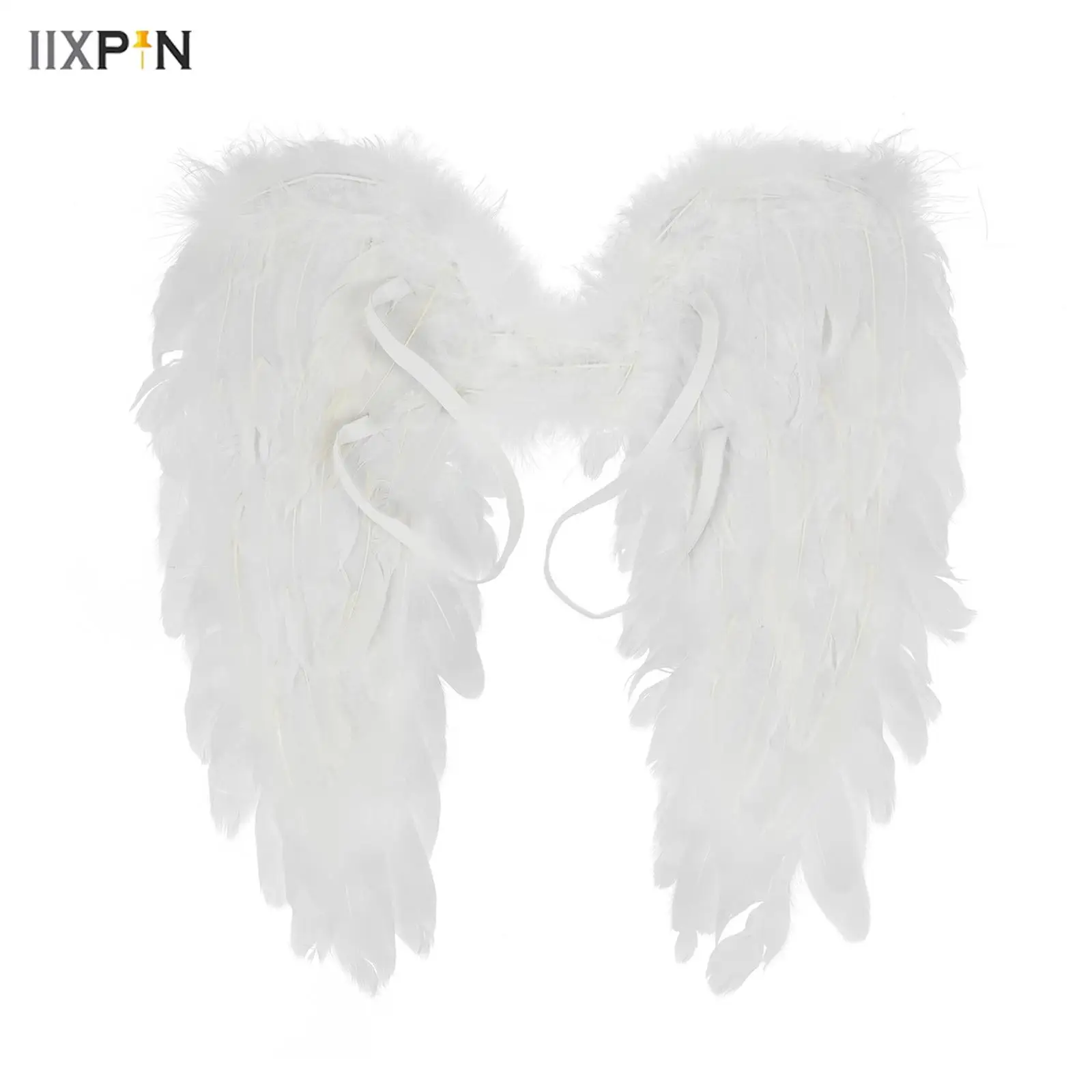 

Adult Children Angel Wings Feather Elastic Straps Solid Color Fairy Wing for Masquerade Halloween Christmas Cosplay Costume