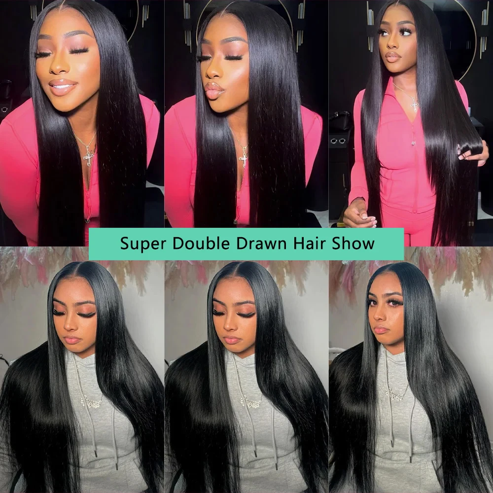 20 22 24 นิ้ววาดคู่ตรงผมมนุษย์ 100% Human Hair 15A คุณภาพสูงที่ยังไม่ได้ Virgin Human Hair Extensions