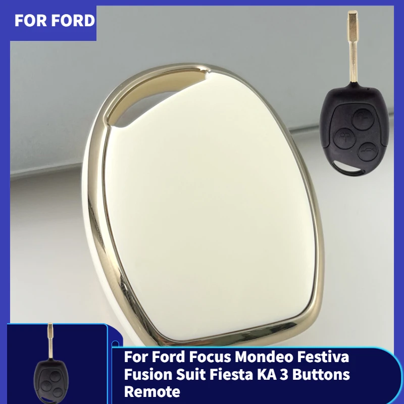 New TPU Car Key FOB Case Cover for Ford Focus Mondeo Festiva Fusion Suit Fiesta KA 3 Buttons Remote Key Case Protector Keychain