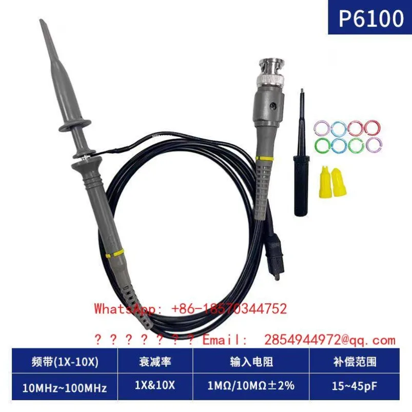 P6100 Oscilloscope Passive Probe 1:10 Attenuation 20/40/60/100/150/200MHZ Multi-bandwidth Electronic Measurement Test Probe