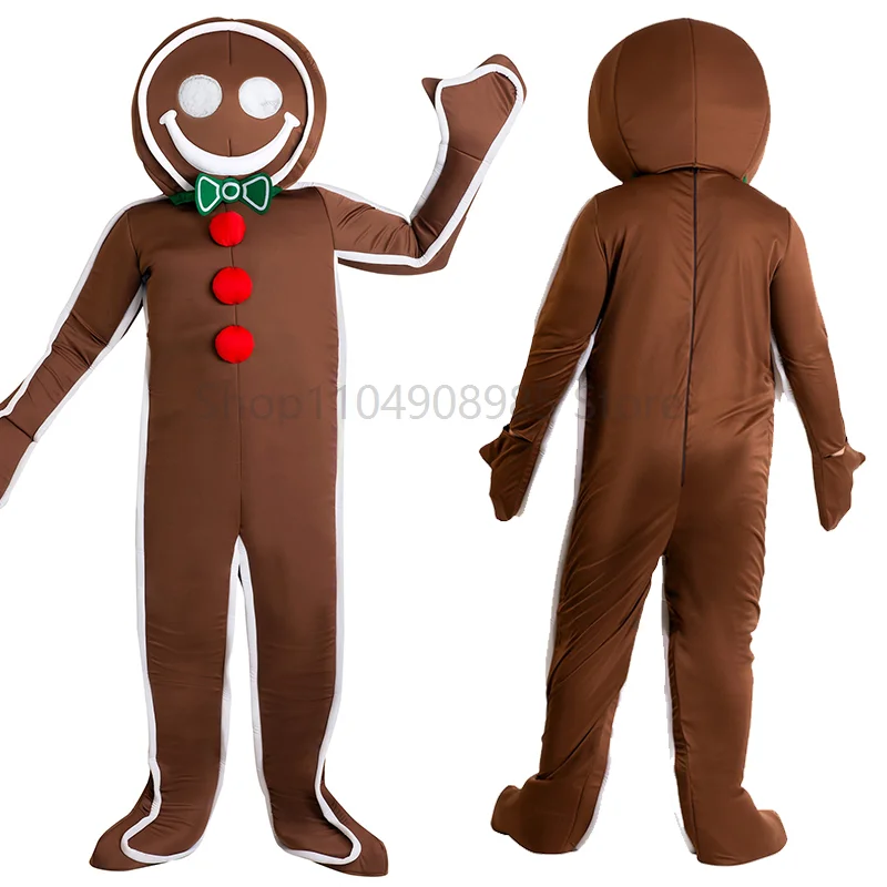 

Unisex Women Men Christmas Cookie Party Outfit Cartoon Mascot Gingerbread Man Halloween Costume for Adult