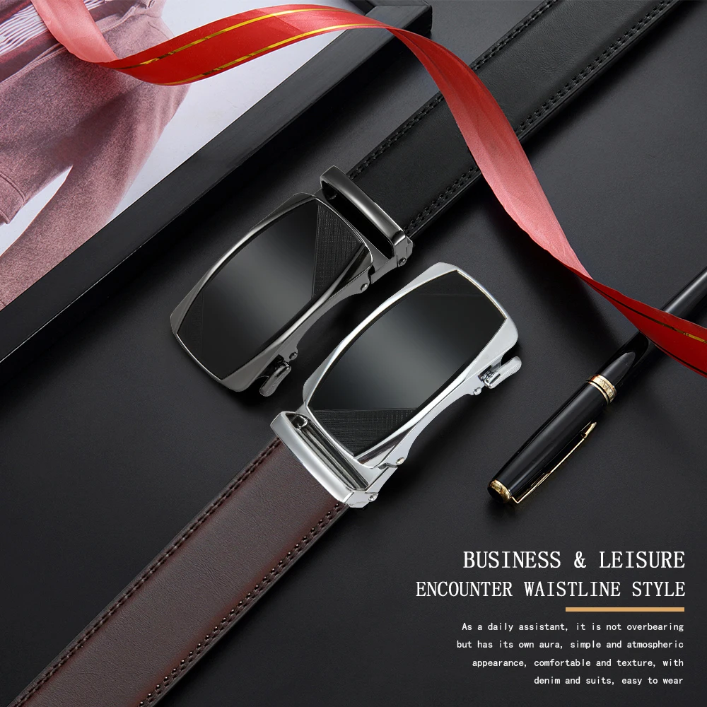 Men Belt Genuine Leather High Quality Buckle Jeans Cowskin Casual Belts Business Cowboy Male Automatic Buckle Belt for Women