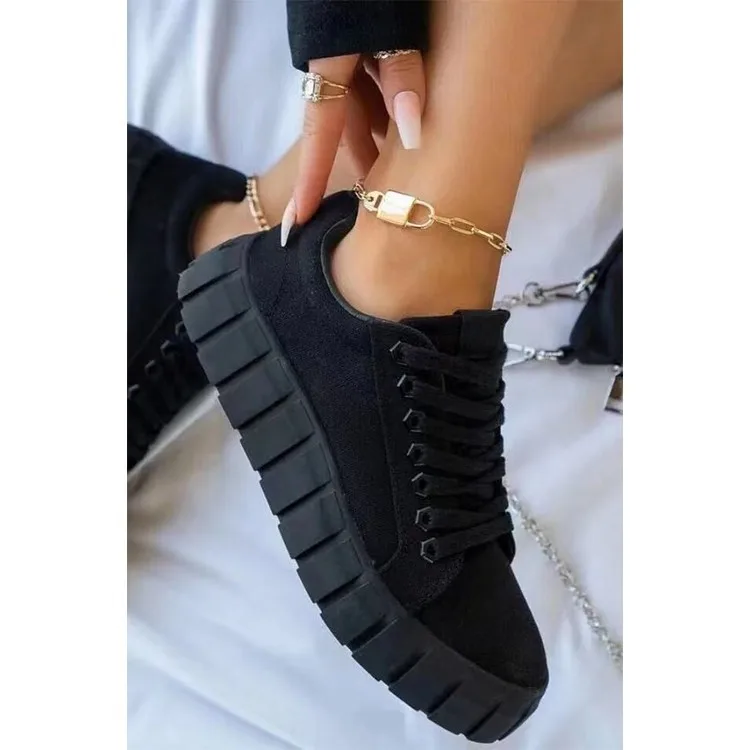 Sneaker Brand New  Casual Shoes Big Size Shoelaces Fashion Black Purple Leisure Woman Canvas Shoes Flats Zapatos Mujer 2023