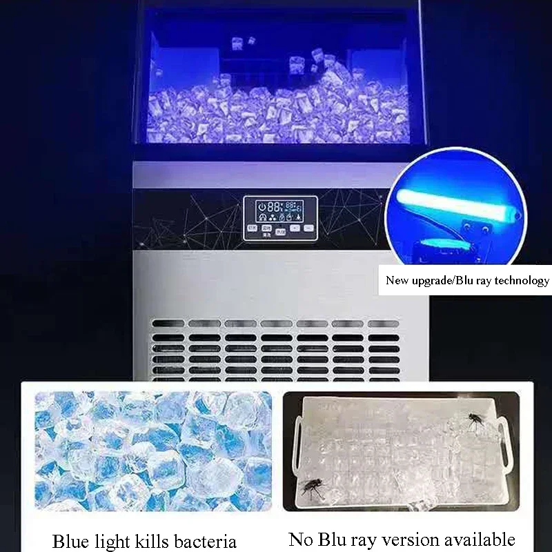 

Ice Makers,Commercial Ice Maker Machine,100LBS/24H,LCD Panel,Blue Light & Stainless Steel Scoop,Ice Makers