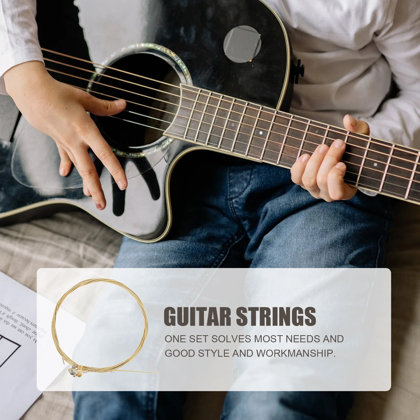 

12Pcs Guitar Strings Rust Proof Durable Replacement Copper Folk Easy Use Guitar Accessories for Acoustic Performances