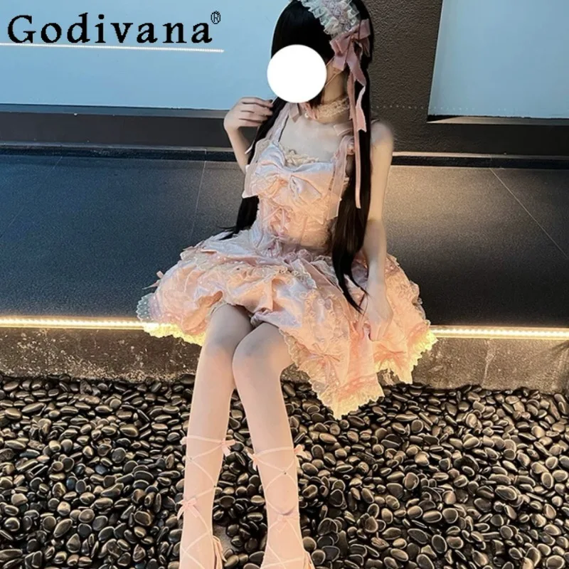 

Lolita Ballet Style Lolita Dress for Girls JSK Strap Pink Cake Princess Birthday Dress Women's Summer Banquet Lolita Dress