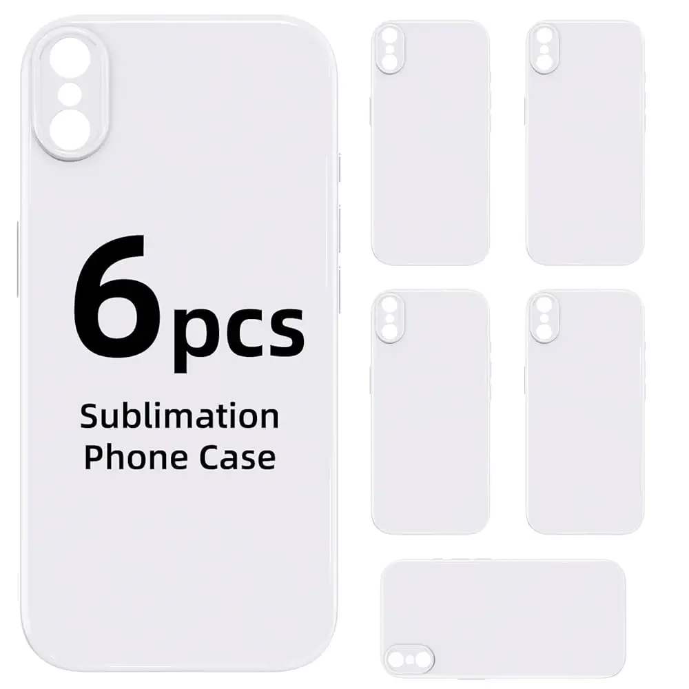 

6 Pieces Sublimation Phone Case Blanks for iPhone 16 Pro 6.3\, Customize Heat Press Rubber Basic Case DIY Printable Picture C