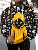 New Men's Letter and Hacker Pattern Printed Hoodie Casual Sports 3D Printed Spring and Autumn Long Sleeve Trendy Birthday Gift