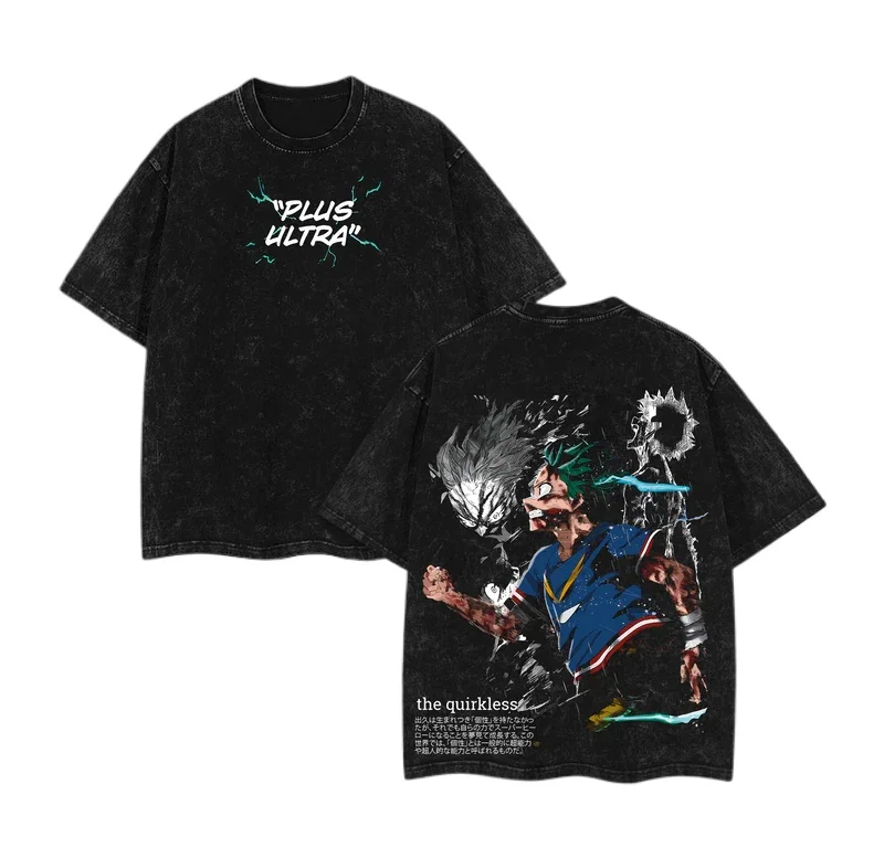 

Футболка унисекс с графическим принтом «Моя геройская академия», черная, из хлопка с эффектом кислотной стирки, с круглым вырезом, винтажная, с коротким рукавом, летняя новинка 2026 года, в стиле Y2K, мужская.