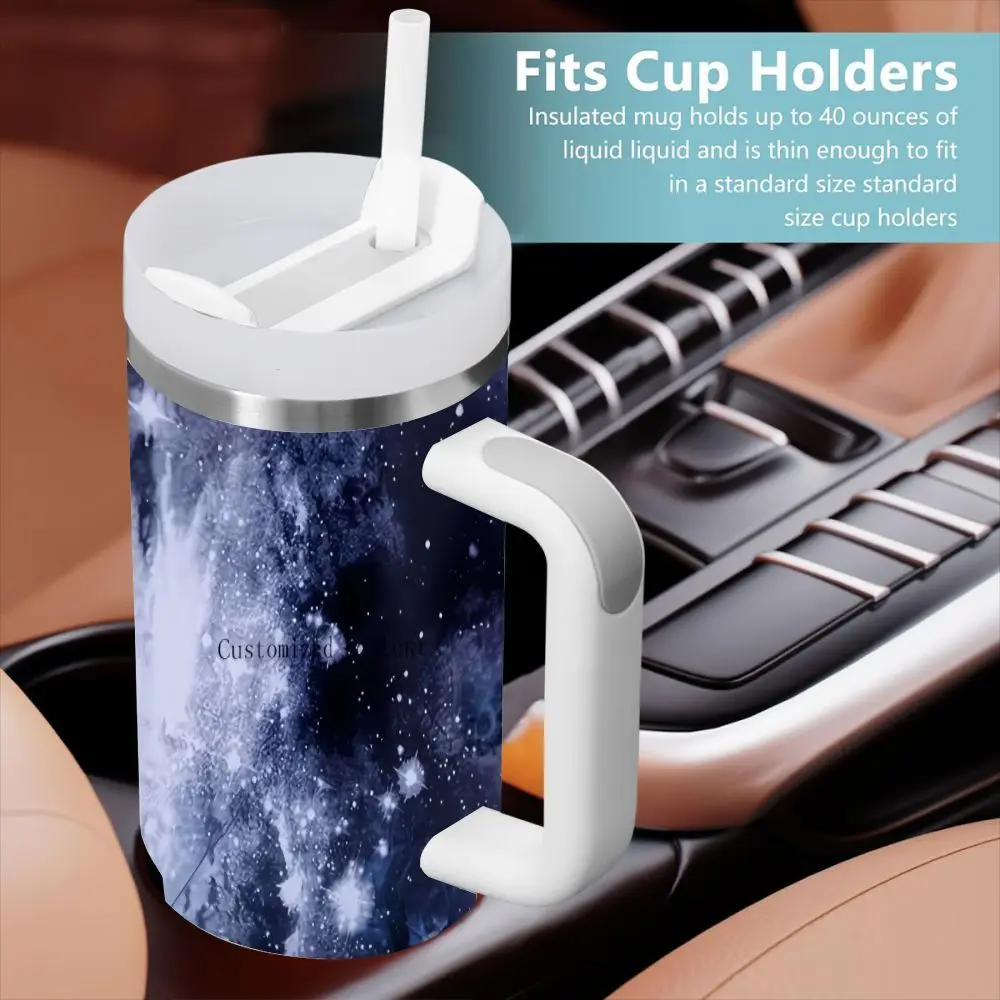 40oz Water with Straw Lid & Handle - Double-Wall Vacuum Insulated Leakproof Suitable for Hot/Cold Drinks, 6 Hot & 12 Cold Retention, PVC-Free Travel Mug for Gym, Office, Camping, Gift for,, Outdoor