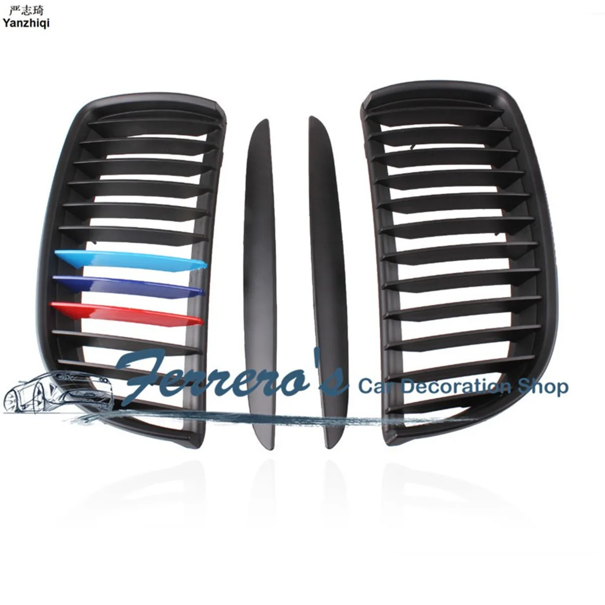 

Three colors 2pcs/lot For BMW E90 E91 3 Series M3 2004-2007 Modification Matte black Bumper Kidney Front Grill Grille Wholesale