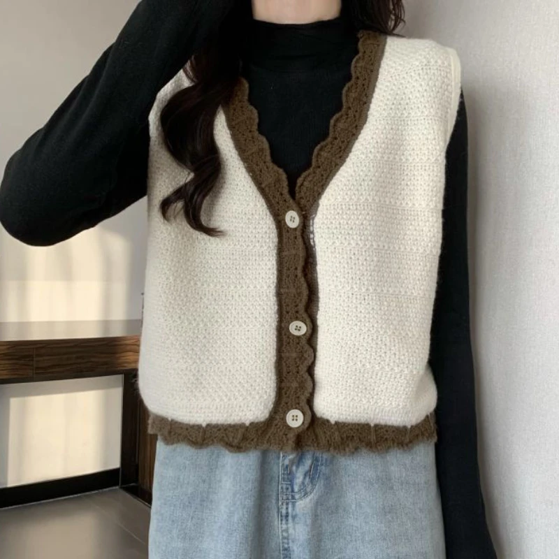 

Sweater Vest Women Loose Vintage Panelled Preppy Style Spring Aesthetic All-match Simple Casual Streetwear Fashion Ulzzang Young