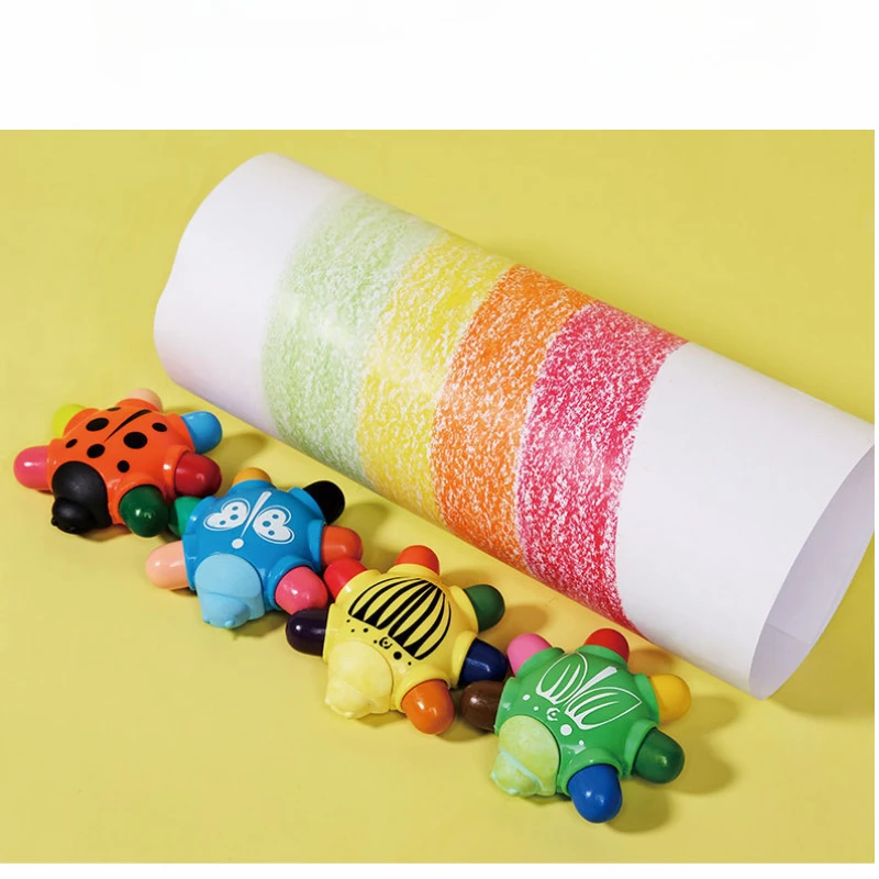 12/24 Color Beetle Shape Crayons Painting Color Pen Washable Bright Colors Perfect for Kids Art Craft and School Projects